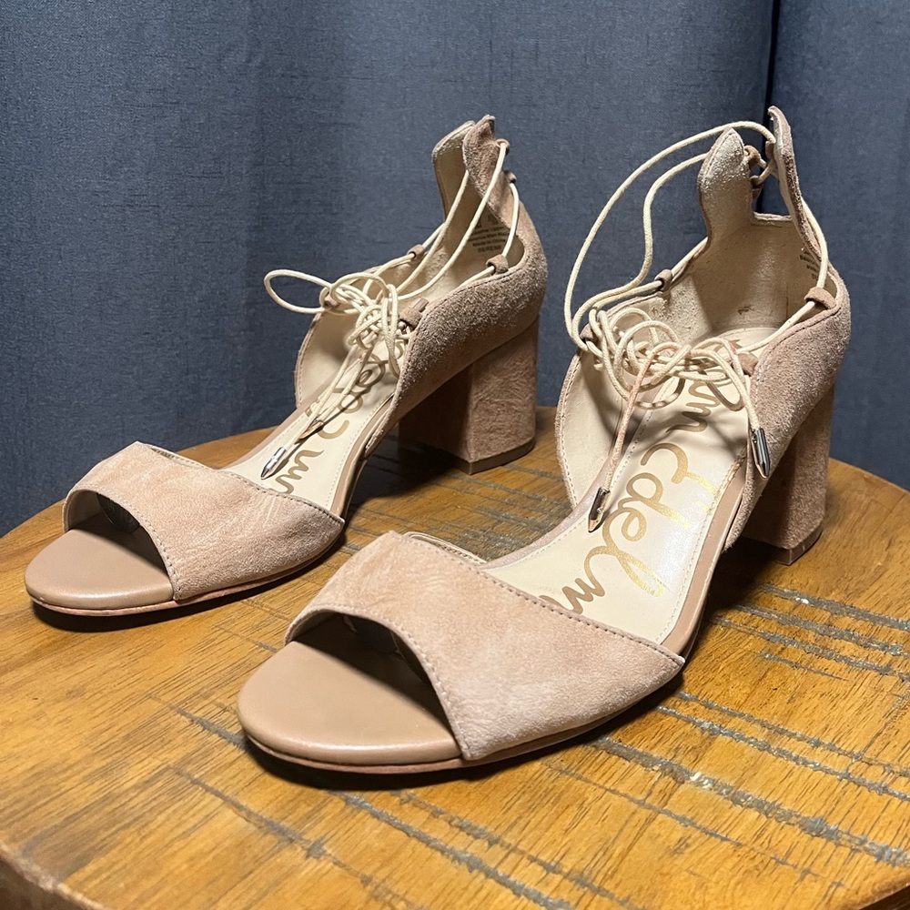 Sam Edelman Serene Lace Up Tan Block Heel